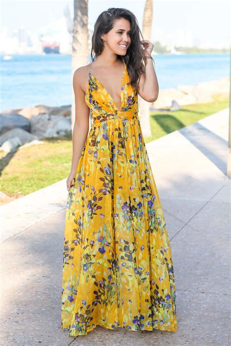 fafsa yellow floral maxi dress  oroville  top womens