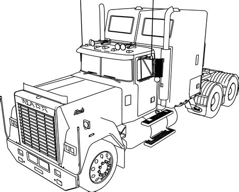 awesome mack superliner long trailer truck coloring page truck