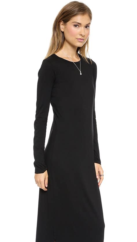Lyst Daftbird Long Sleeve Maxi Dress With Slit Black In