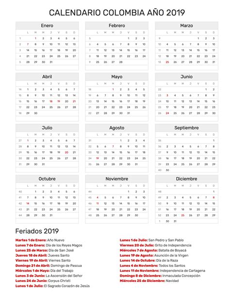 calendario febrero colombia festivos
