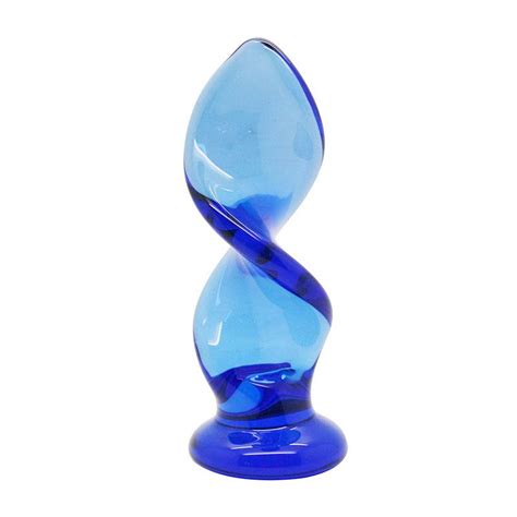 Twist And Turn Blue Crystal Spiral Glass Anal Sex Dildo Toys For Couple