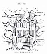 Tree House Coloring Pages Color Printable Getcolorings Rick Copies Children sketch template