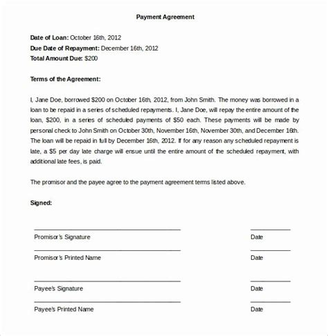 car accident payment agreement letter sample