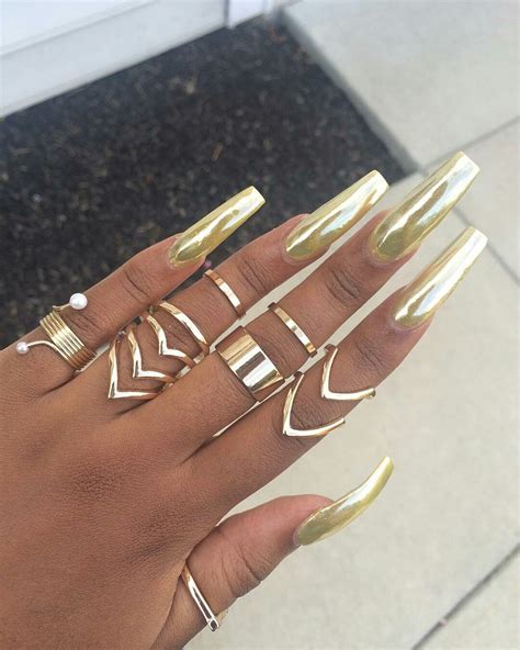 pin  chillsandy  gold chrome nails gold nails cute nail colors