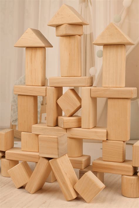 building blocks wooden block set toddler wooden toys etsy