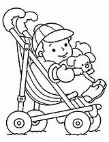 Baby Coloring Doll Pages Stroller Boy Drawing Alive Printable Cute Kids Sketch Print Pram Getcolorings Pushing Mom Color Button Using sketch template