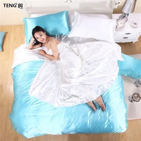 hot 100 pure satin silk bedding set home textile king size bed set