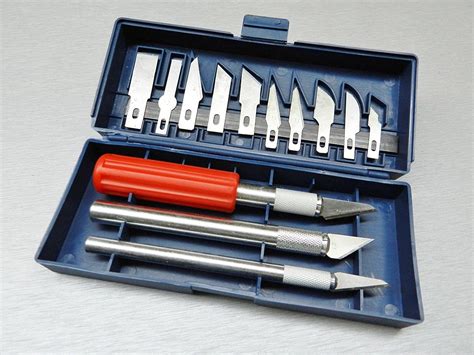 pc hobby knife set arts craft kit cut trim  handles  blades boxed   knife set