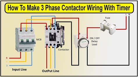 phase contactor wiring diagram  timer connection  phase timer connection