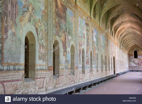 the colourful fresco in santa chiara cloister naples italy stock