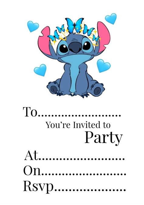 stitch personalise party invitations invites girls pack