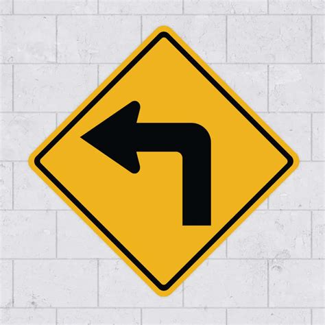 yellow left turn sign repositionable left turn arrow wall decal