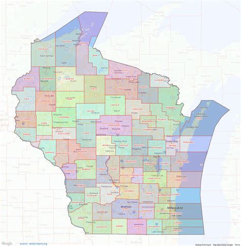 wisconsin county map shown  google maps