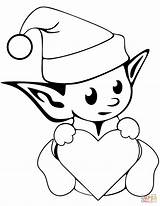 Elf Coloring Christmas Pages Cute Drawing Printable Sheets Simple Elves Colouring Print Drawings Kids Cartoon sketch template