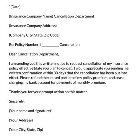 cancellation letter samples insurance gym contract