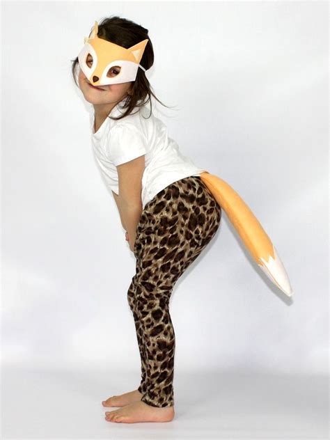 handmade fox mask tail costume set kids dress  costumes halloween costumes  kids