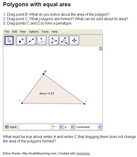 Constructing Polygons With Equal Area Mathematics For