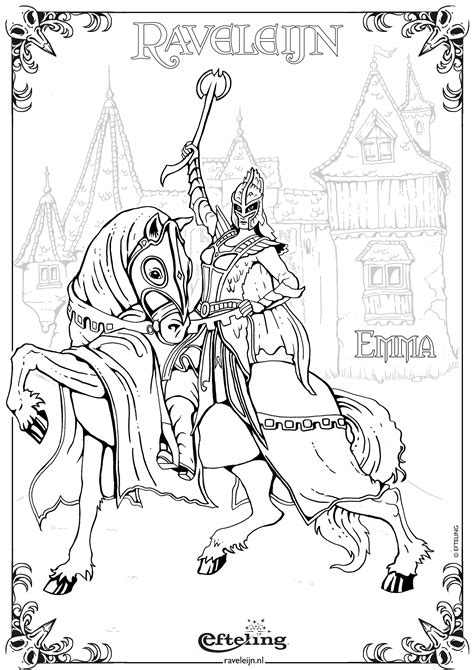 emma op haar paard  raveleijn efteling kleurplaat je favoriete efteling figuren op een