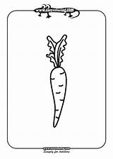 Carrot Vegetables Coloring Easy Simple Pages Print sketch template