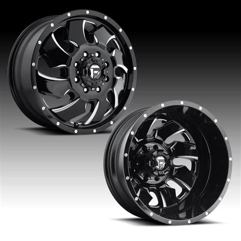 fuel cleaver  dually gloss black milled custom wheels rims