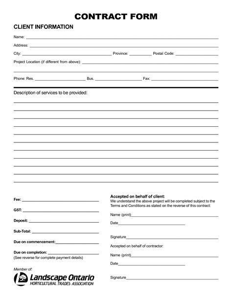 contract forms   printable documents
