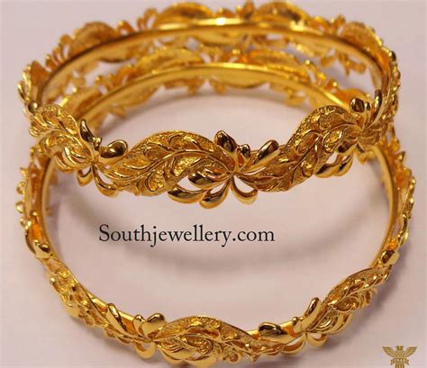 floral design gold bangles jewellery designs