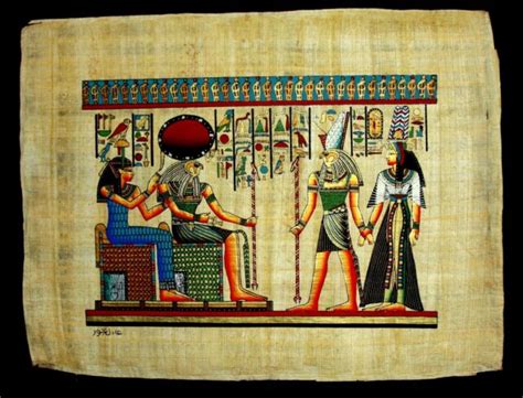 Rare Authentic Hand Painted Ancient Egyptian Papyrus Nefertari Journey