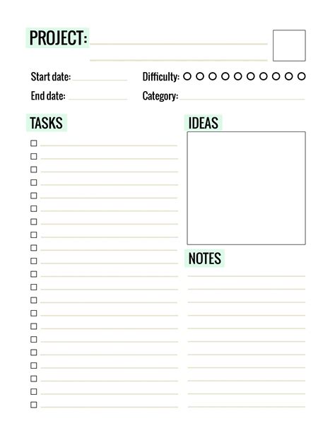 printable project planner page paper  landscapes planner