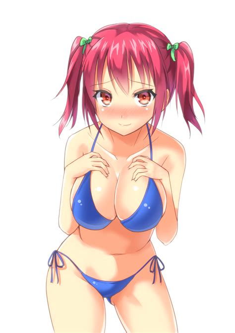 breasts blush solo highres short hair 1girl smile red eyes