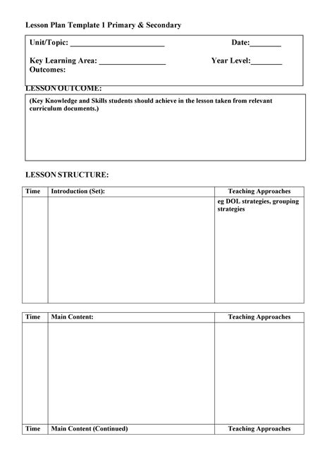 downloadable printable lesson plan template printable templates