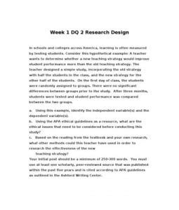week  dq  research design  schools  colleges  america