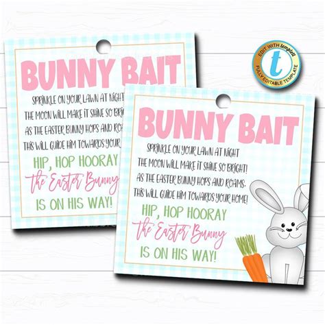 easter bunny bait printable gift tags kids easter eve activity diy