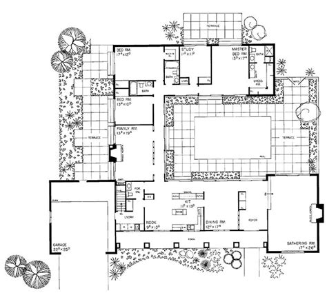 important inspiration house plans  interior courtyard pool
