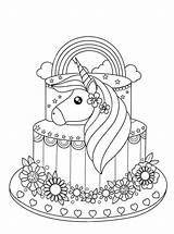 Unicorn Cake Coloring Pages Birthday Cakes Book Illustration Adult Stock Drawing Vector Printable Doodle Handdrawn Style Depositphotos Fun Kids Votes sketch template