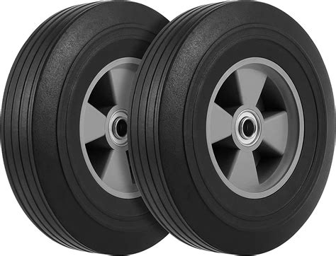 2 Pack 10 Inch Solid Rubber Tire 5 8 Inch Axle Size Hand Truck Wheels