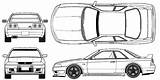 Nissan Skyline R33 R32 Blueprint Nismo Gt Blueprints Gtr Ii Car R35 R34 Coupe Spec 1997 Vspec Coloring Pages Bil sketch template