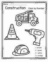 Construction Color Number Printables Pages Preschool Worksheets Theme Kindergarten Kids Numbers Teacherspayteachers Prek Choose Board sketch template