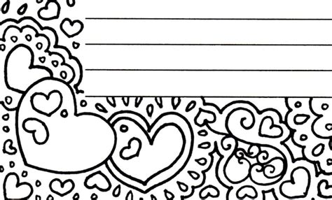 hearts border lined printable stationery  coloring page etsy