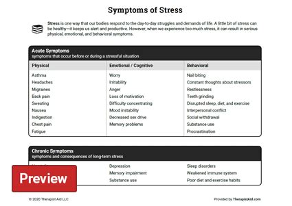 identifying stress triggers worksheet  group guide  therapy