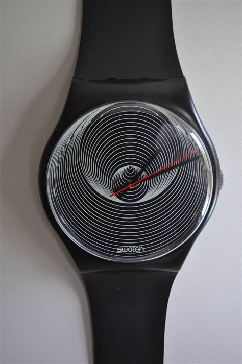 Massive 1980s Swatch Watch Pop Art Wall Clock Black Spiral At 1stdibs