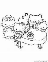 Coloring Piano Kitty Family Hello Pages Playing Printable Sheets Colouring Print Cute Color Choose Board sketch template