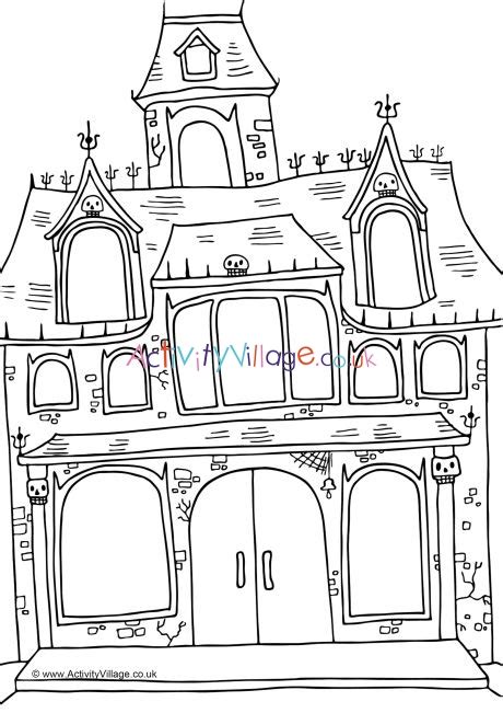 haunted house colouring page