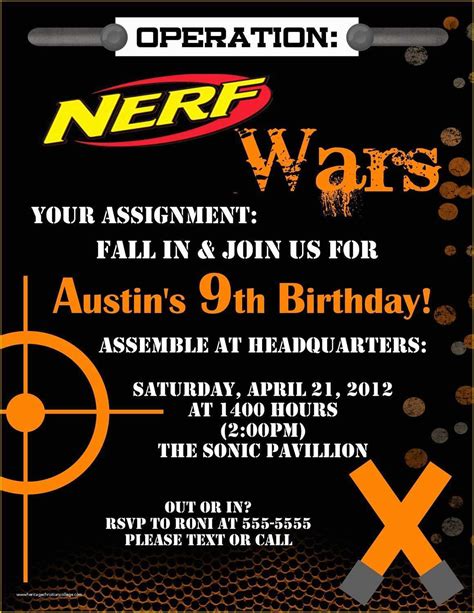 nerf invitation template   nerf dart digital birthday invitation