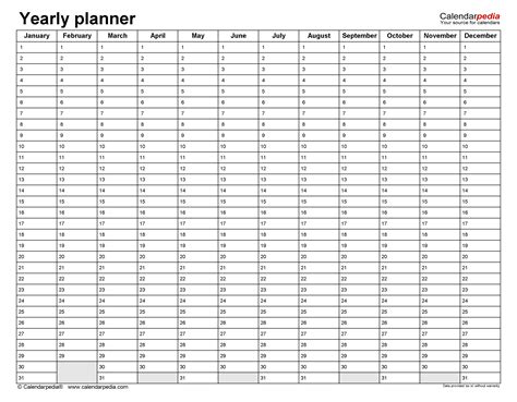 printable yearly planner template