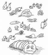 Caterpillar Hungry Very Coloring Foods Fruits Pages Printable Supercoloring Categories sketch template