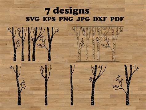 Birch Tree Svg Forest Clip Art Forest Svg Paper Vinyl Etsy Canada