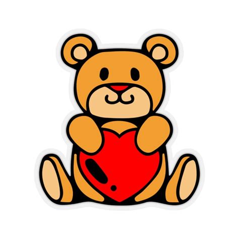 cute teddy bear holding  red heart laptop sticker gift etsy
