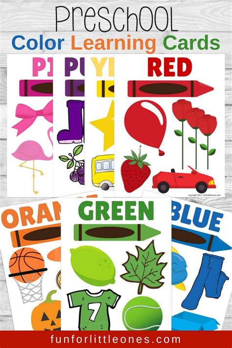 preschool color learning cards  printable fun