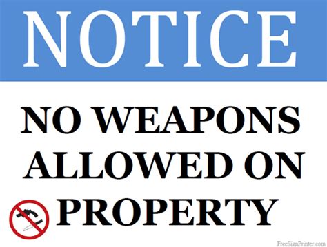 printable  weapons allowed  property sign
