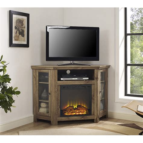jackson   corner fireplace tv stand barnwood  walker edison